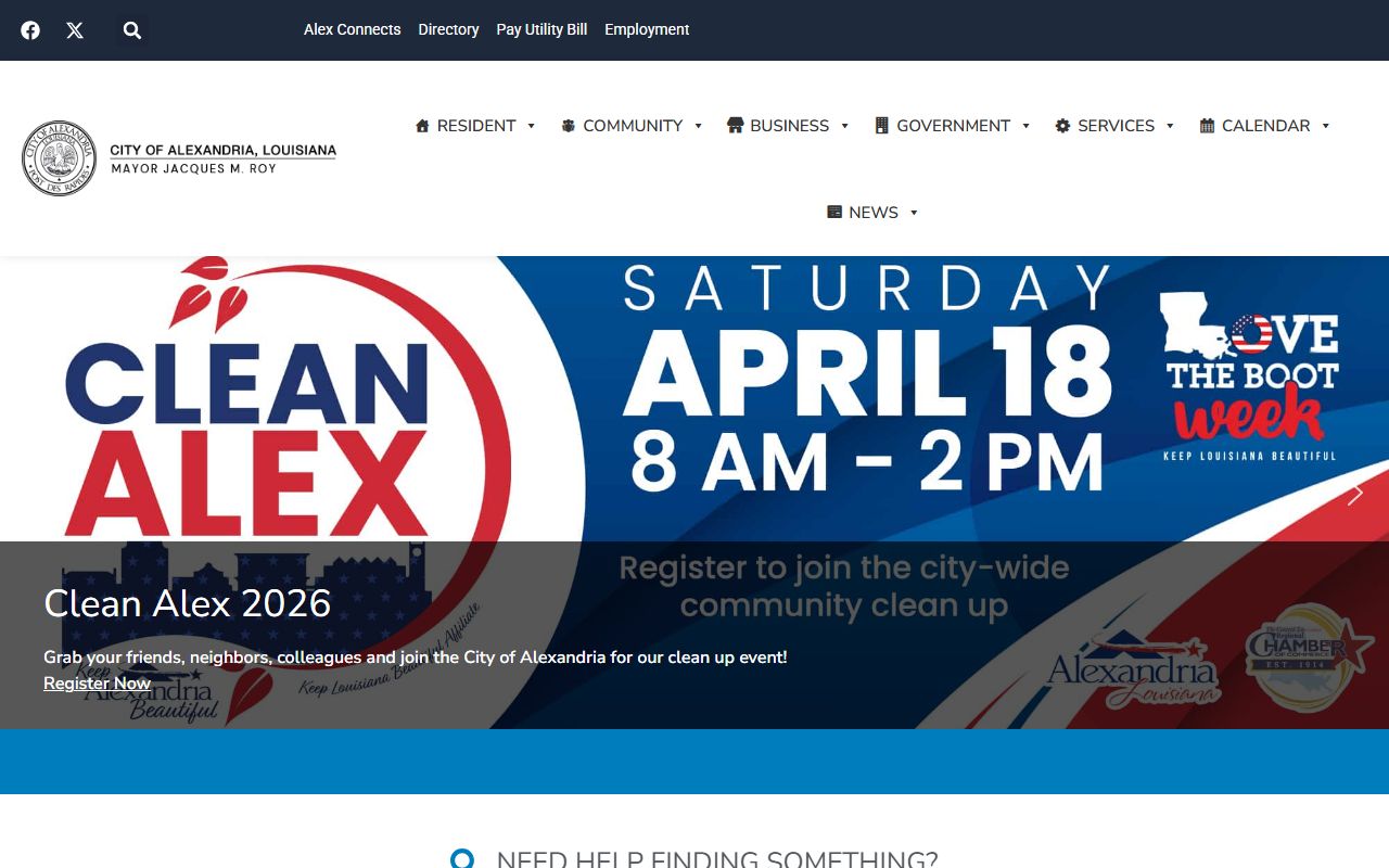 City of Alexandria Louisiana official website portal for unclaimed property searches