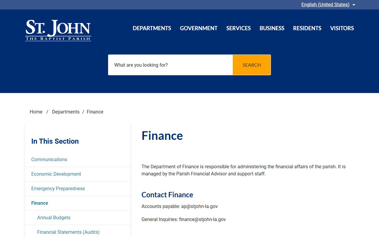 St. John the Baptist Parish Finance Department for LaPlace unclaimed property assistance