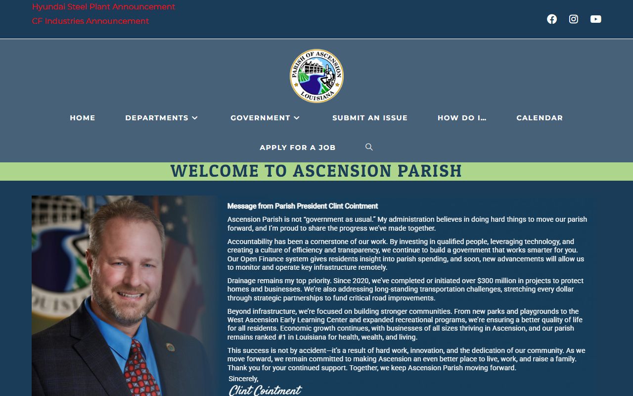 Ascension Parish government website for unclaimed property resources