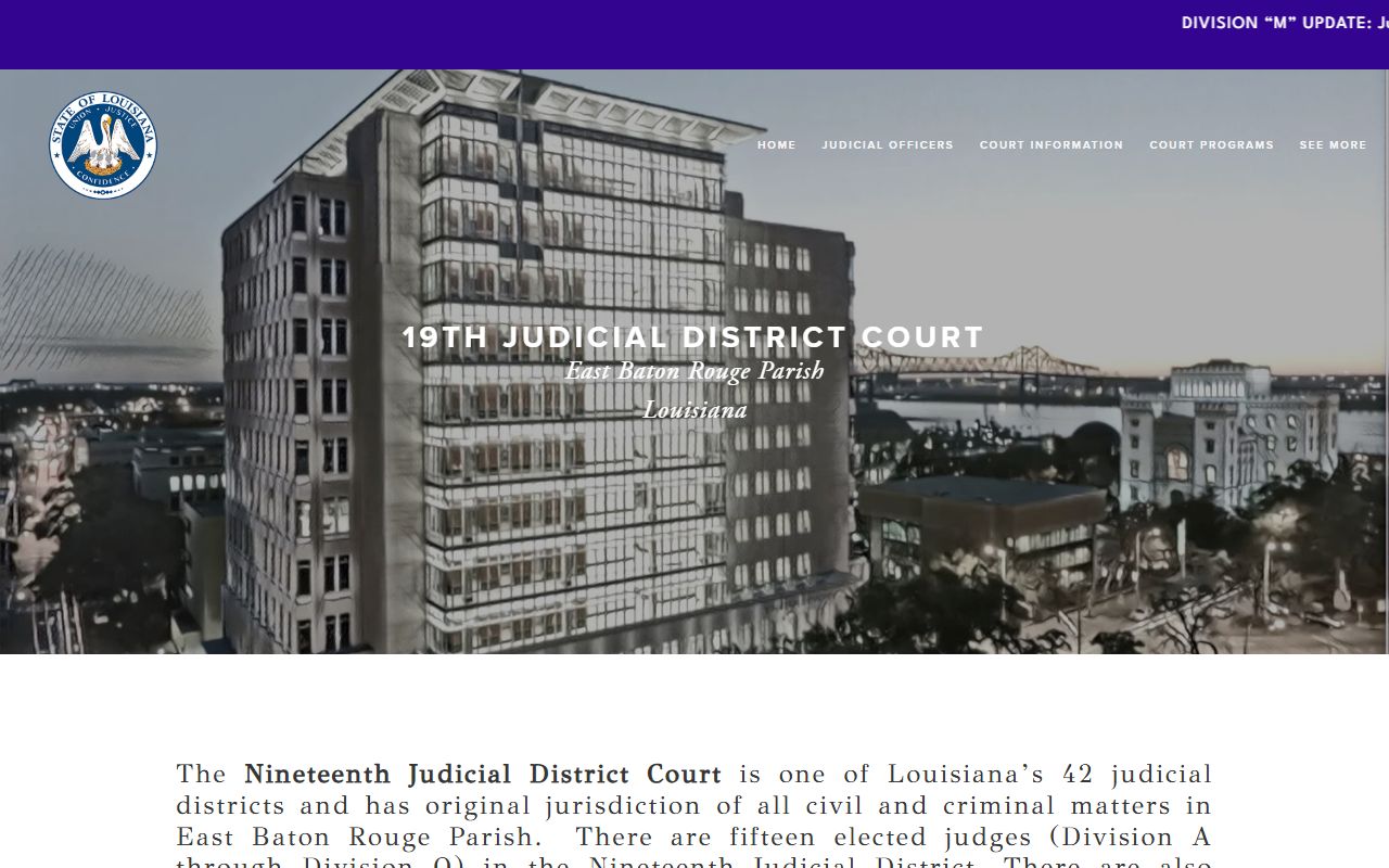 19th Judicial District Court website for East Baton Rouge Parish unclaimed property cases
