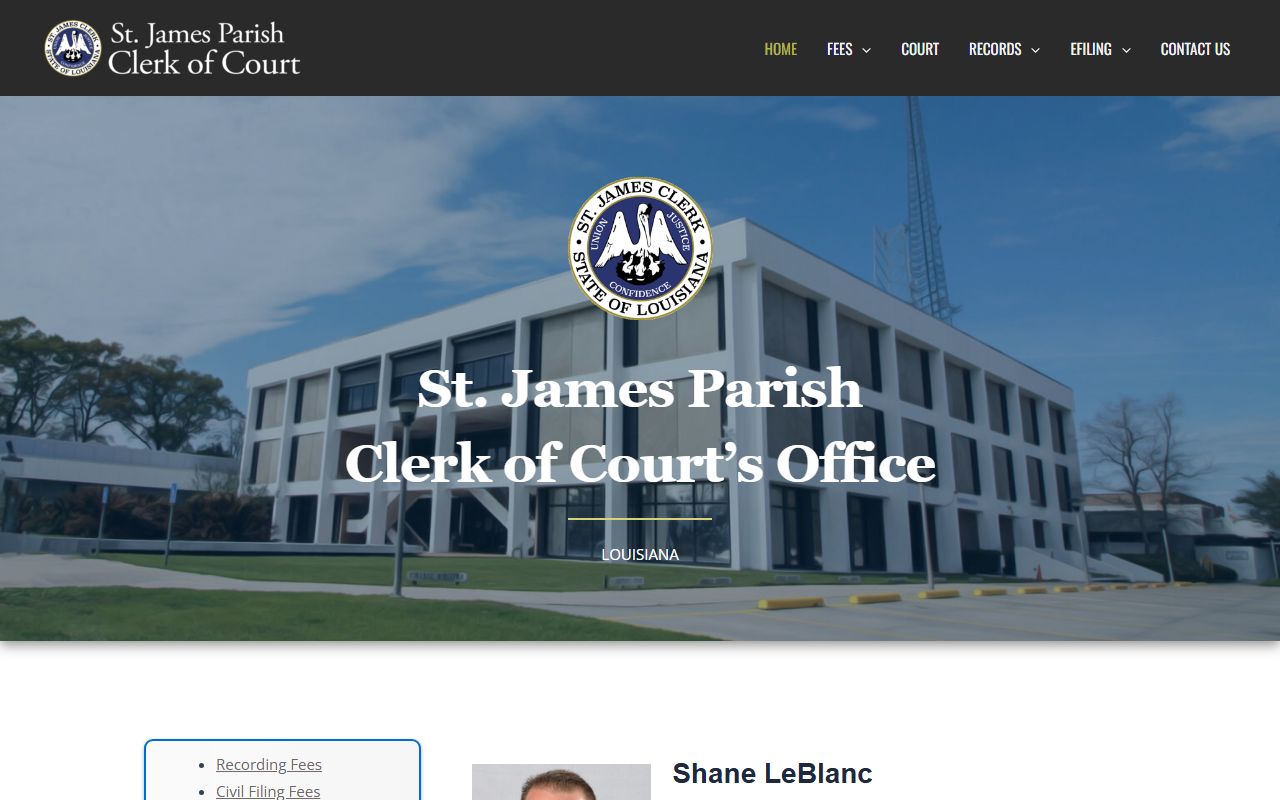 St. James Parish Clerk of Court website for unclaimed property records