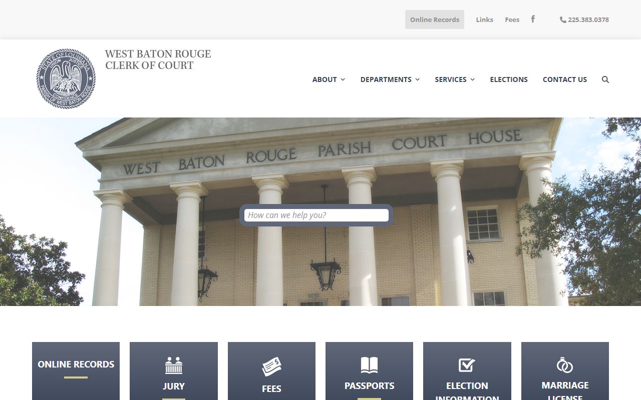 West Baton Rouge Parish Clerk of Court website for unclaimed property records
