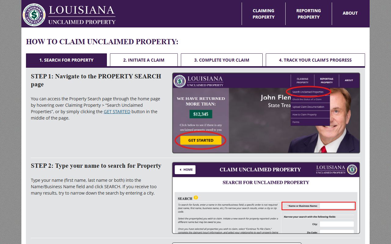 Louisiana unclaimed money how to search instructions from the state Treasury